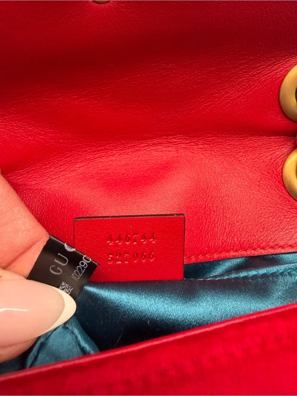 Gucci GG Red Marmont Velvet Shoulder Bag